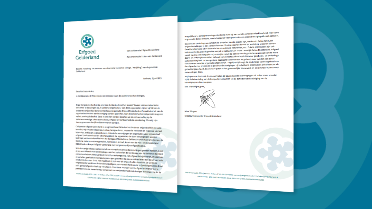 Ingezonden brief aan de Statenleden - Erfgoed Gelderland